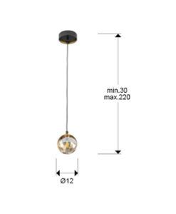 Lámpara negro mate y ámbar Ø 12 cm DARK medidas