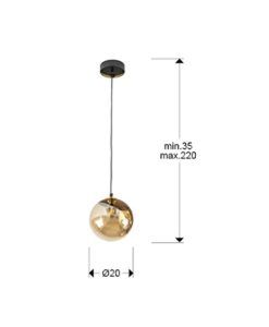Lámpara negro mate y ámbar Ø 20 cm DARK medidas