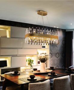 Lámpara ovalada dorada y cristal 20 luces 80 cm GRACE ambiente