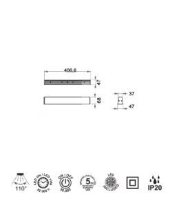 Plafón HANOK LED 14W medidas