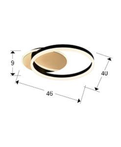 Plafón negro y dorado 46 cm ORIEL LED 38W medidas