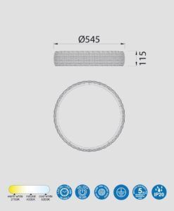 Plafón Ø 54 cm KILIMANJARO LED 50W medidas
