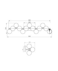 Aplique cromo 13 luces DALLAS medidas