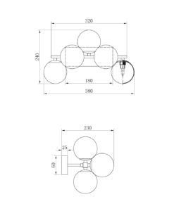 Aplique cromo 5 luces DALLAS medidas