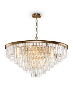 Lámpara 16 luces dorado y cristal Ø 80 cm REVERO