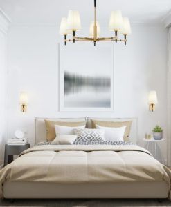 Lámpara 5 luces dorado y blanco Ø 78 cm ZARAGOZA ambiente