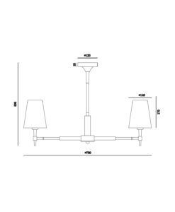 Lámpara 5 luces dorado y blanco Ø 78 cm ZARAGOZA medidas