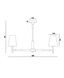 Lámpara 7 luces dorado y blanco Ø 88 cm ZARAGOZA medidas