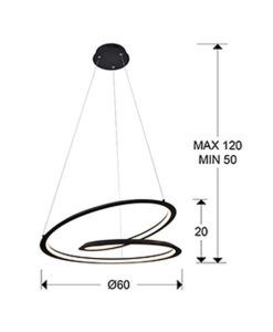 Lámpara blanca Ø 60 cm LOOPING LED 36W medidas