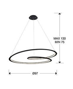 Lámpara blanca Ø 97 cm LOOPING LED 54W medidas