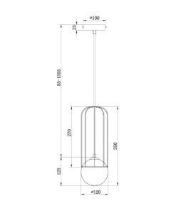 Lámpara blanca y dorada Ø 12 cm TELFORD medidas