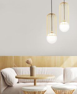 Lámpara blanca y dorada TELFORD ambiente