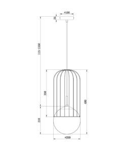 Lámpara blanca y dorada Ø 20 cm TELFORD medidas