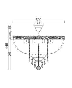 Lámpara cristal 6 luces Ø 50 cm PALACE medidas
