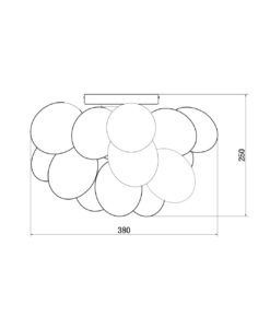 Lámpara cristal coñac 4 luces Ø 38 cm BALBO medidas