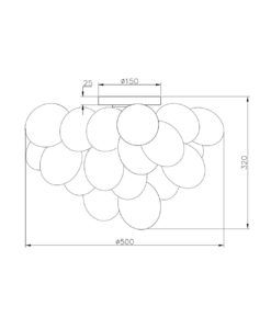 Lámpara cristal coñac 8 luces Ø 50 cm BALBO medidas