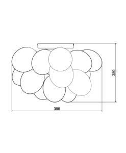 Lámpara cristal smoke 4 luces Ø 38 cm BALBO medidas