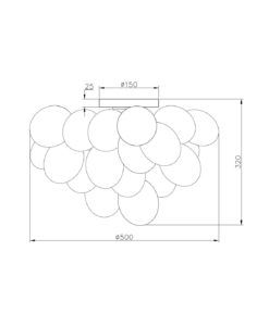 Lámpara cristal smoke 8 luces Ø 50 cm BALBO medidas