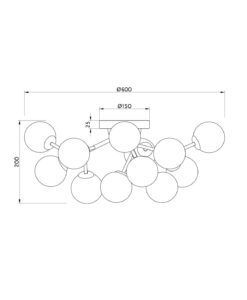 Lámpara cromo 12 luces Ø 60 cm DALLAS medidas