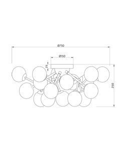 Lámpara cromo 20 luces Ø 75 cm DALLAS medidas