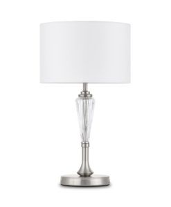 Lámpara de mesa blanca níquel y cristal ALICANTE
