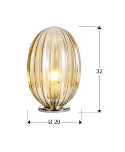 Lámpara de mesa cristal tono coñac OVILA medidas