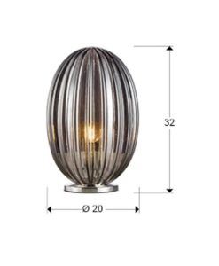 Lámpara de mesa cristal tono smoke OVILA medidas