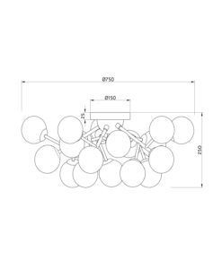 Lámpara dorada 20 luces Ø 75 cm DALLAS medidas
