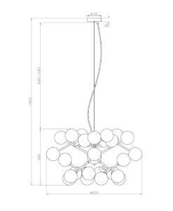 Lámpara dorada 24 luces Ø 65 cm DALLAS medidas