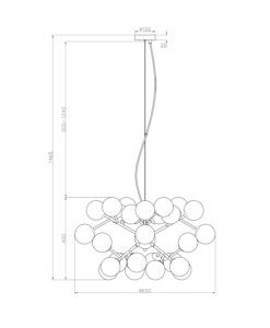Lámpara dorada 24 luces Ø 65 cm DALLAS medidas