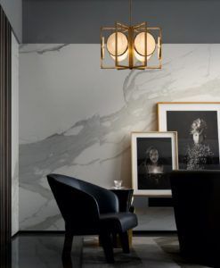 Lámpara dorada 6 luces Ø 51 cm MARMO ambiente