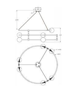 Lámpara dorada 6 luces Ø 81 cm BALANCE medidas