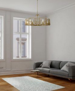 Lámpara dorada 8 luces Ø 87 cm BOWI ambiente