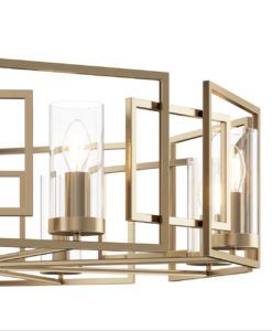 Lámpara dorada 8 luces Ø 87 cm BOWI detalles