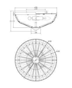 Lámpara dorada y cristal 4 luces Ø 39 cm FACET medidas
