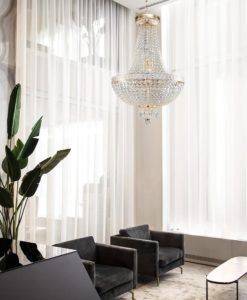 Lámpara dorada y cristal 6 luces Ø 40 cm BELLA ambiente