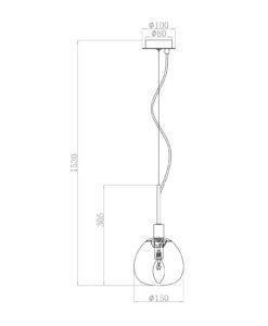 Lámpara dorada y cristal Ø 15 cm ERICH medidas