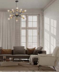 Lámpara dorada y negra 12 luces Ø 75 cm JACKSON ambiente