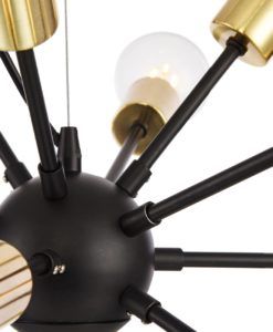 Lámpara dorada y negra 12 luces Ø 75 cm JACKSON detalles