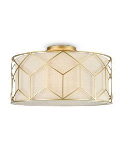 Lámpara lino y dorada 3 luces Ø 43 cm MESSINA