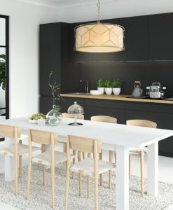 Lámpara lino y dorada 4 luces Ø 45 cm MESSINA ambiente