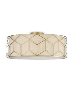 Lámpara lino y dorada 5 luces Ø 57 cm MESSINA