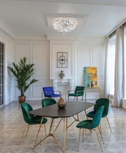 Lámpara níquel y cristal 3 luces Ø 30 cm BASFOR ambiente