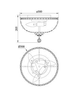Lámpara níquel y cristal 3 luces Ø 30 cm BASFOR medidas