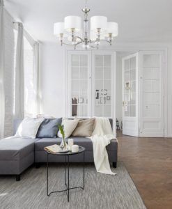 Lámpara níquel y cristal 6 luces Ø 70 cm ALICANTE ambiente