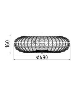Lámpara níquel y cristal Ø 49 cm BROCHE medidas