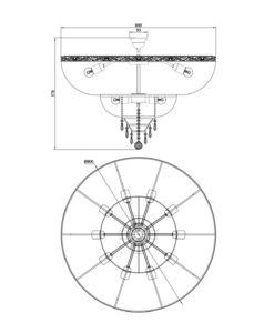 Lámpara cristal 14 luces Ø 80 cm PALACE medidas
