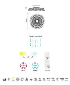 Plafón ventilador Ø 53 cm HIMALAYA MINI LED medidas