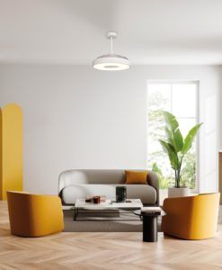 Plafón ventilador aspas desplegables blanco COIN LED ambiente