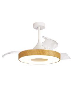 Plafón ventilador aspas desplegables símil madera COIN LED 2